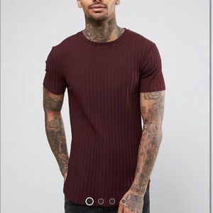 ASOS💪Muscle Longline in Chunky Rib w/ Curved Hem